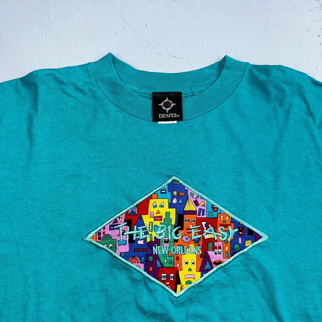 New Orleans Big Easy Embroidery VTG T Shirt 90s Single Stitch Travel USA Fun