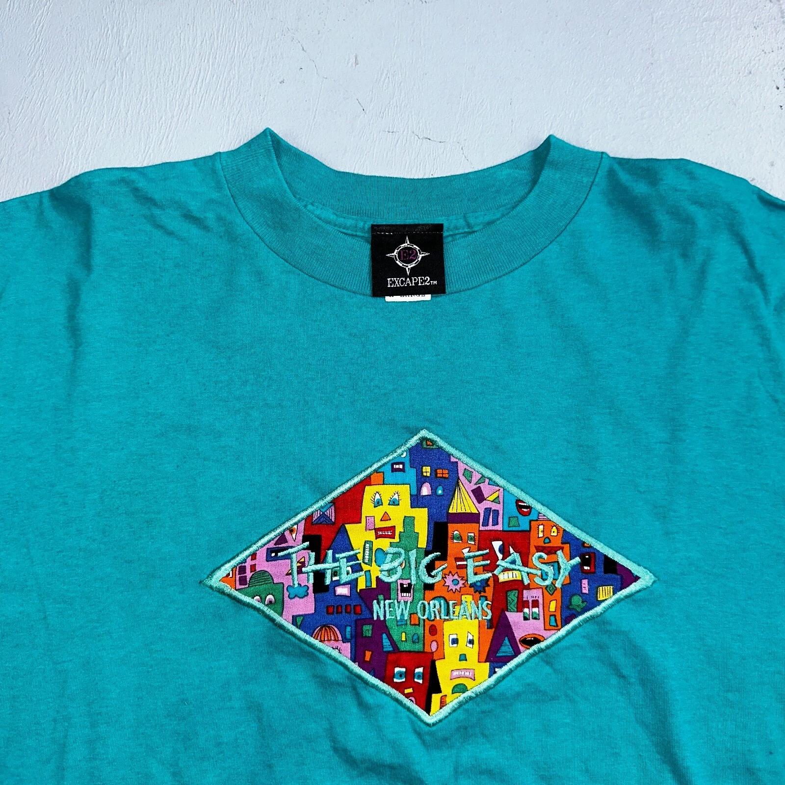 New Orleans Big Easy Embroidery VTG T Shirt 90s Single Stitch Travel USA Fun XL