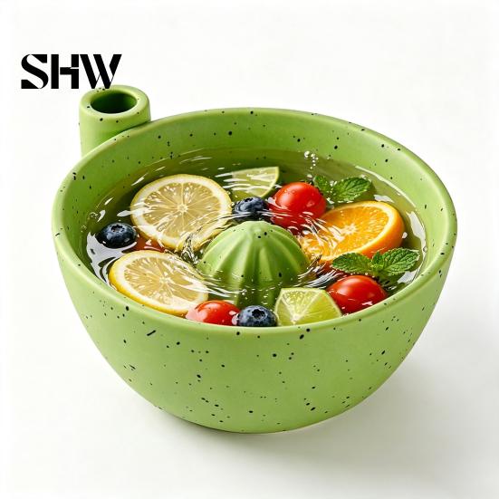 Stijlvolle Keukenblad Accessoires Berry Swirl Afgietkom met Siliconen Pad, Keramisch Retro Oven Handmatige Citroenpers Tool Gebakken Zeef,