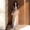 Fashion new suspender long skirt, beautiful fairy gas, holiday skirt, niche design sense, skirt women's clothing