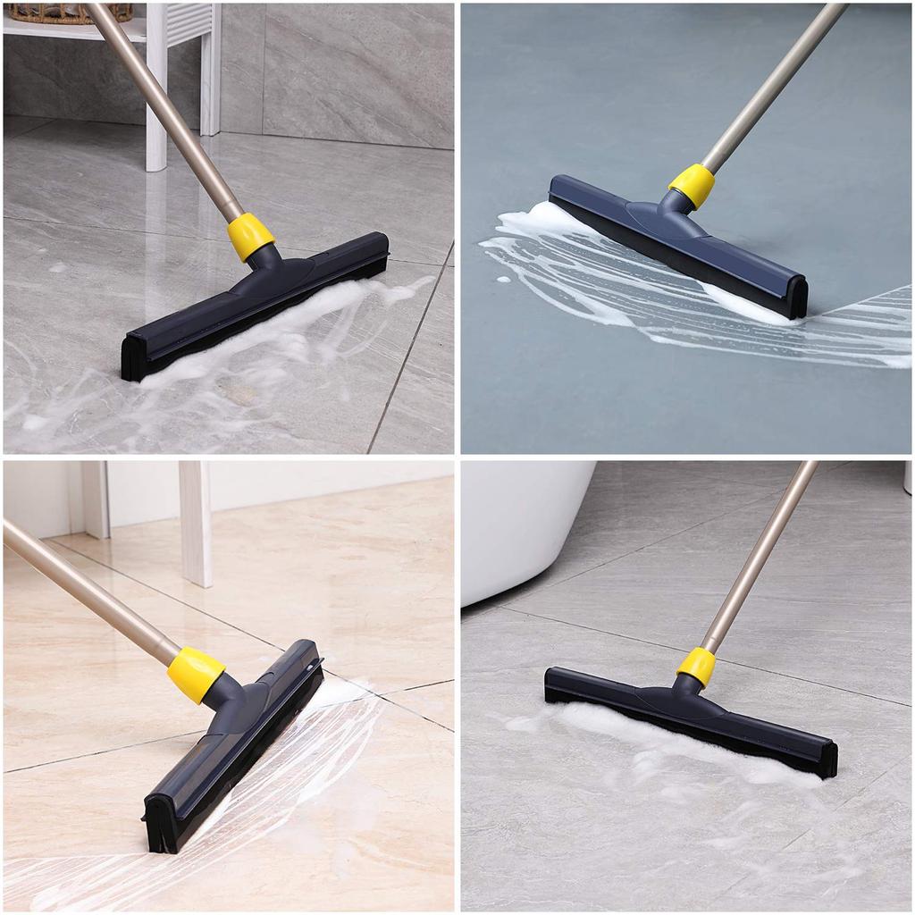 Yocada Floor Squeegee Long Adjustable Telescopic Pole Heavy Duty Household Perfect for Glass Foam Cleaning Scrubber, 54" Broom,
