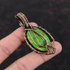 Miedziany Zielony Turkusowy Wisiorek Wisiorek Oko Proroka Miedziany Oplatany Drutem Wisiorki z Kamieni Szlachetnych Wisiorek z Kamienia Księżycowego Ręcznie Robiony Wisiorek Miedziana Biżuteria