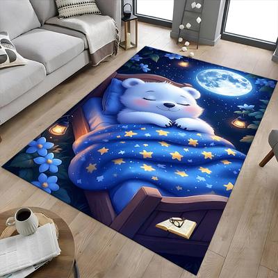 1PC Bear, Night Non-Slip Floor Carpet Compatible for Office&Living Room&Bedroom&Dining Room - Flat - Weave Machine-S0348