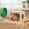 Detachable Wooden Hamster House Chew-Proof Hamster Hiding Corner Pet Cage Landscaping