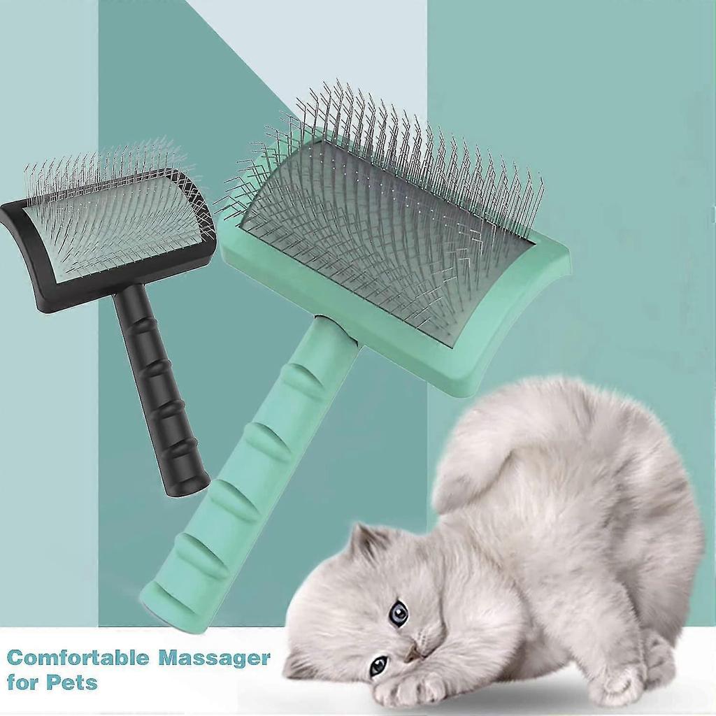 Firm Slicker Brush - Extra Long Pin Brush For Large Dog Pet (Black)