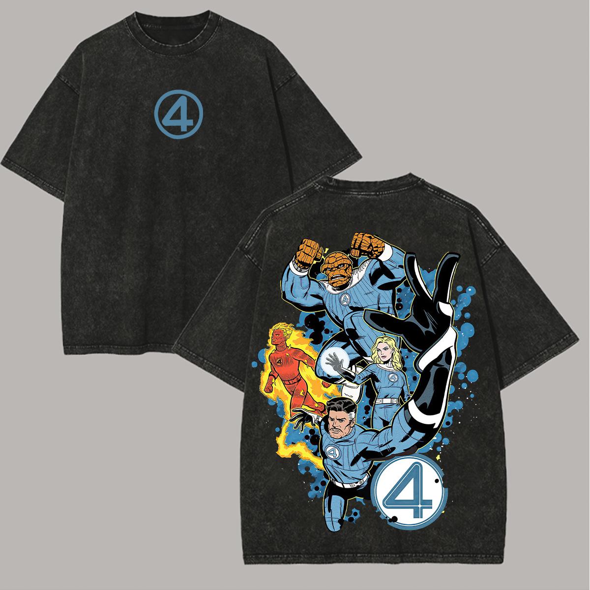 

The Fantastic Four Anime Lover Washed T-shirt Year round clothing high quality personality Clothes Plus Size Unisex New Model Couples tee L