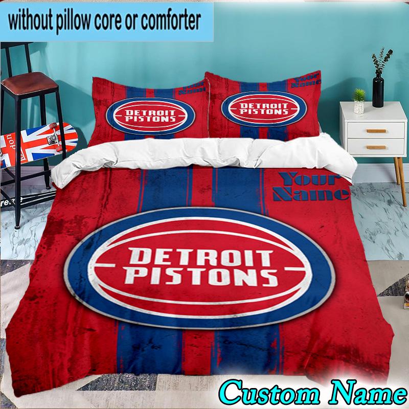 Custom Name 3PCS Pistons Detroit Logo Bedding Set,Including  Duvet Cover And 2pcs Pillowcases Perfect for Bedroom,Dormitory,Fan Christmas Gift