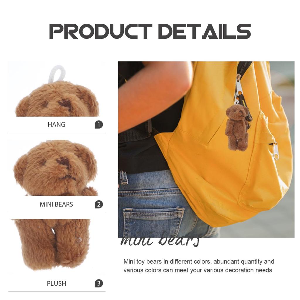 SKISUNO 40-Piece Mini Plush Bear Set - Small Plush Party Favors, Miniature Bear Figurines, Tiny Figures, Mini Bears, PP Cotton