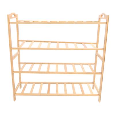 4 Tier Wood Shoe Organizer Space Saving Standing Decor Home Shoe Storage Rack for Entryway Closet