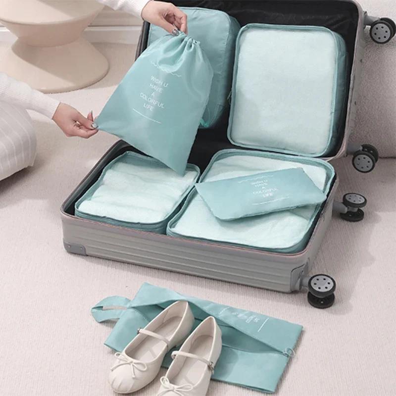 7-teiliger großer Reiseorganizer Tragbarer Kofferorganizer Kleidung Schuhe Kosmetiktasche Gepäckorganizer Reiseaufbewahrungstasche