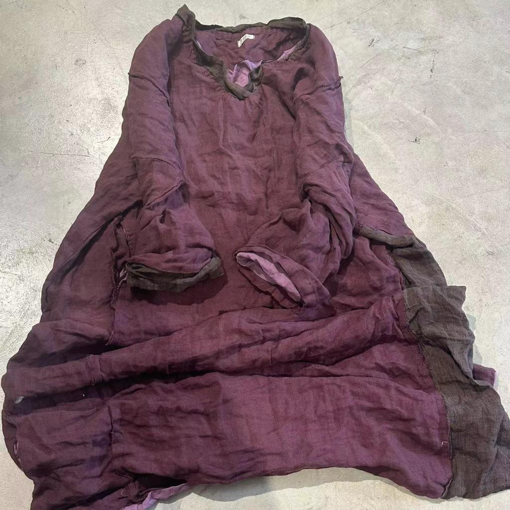 Johnature Woman Winter Personality Color Blocking Dress Niche Vintage Chinese Style Long Sleeves Dress