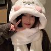 Warm Plush Bear Hat Gloves Cute Blusher Bear Scarf Fashion   Outdoor