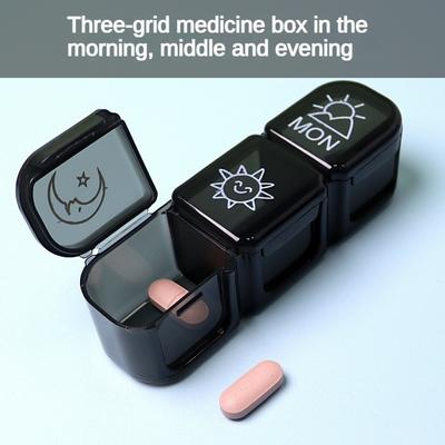 Pillendose mit drei Fächern, dreimal morgens, mittags und abends, mehrfarbig, optional tragbare, getrennte Pillendose mit Sortierfunktion