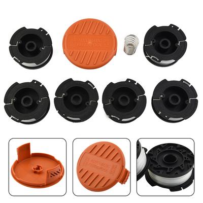 Premium Thread Spool Collection for Black & Decker Grass Trimmers Four Pack Plus a Coil Cap & a Spring Element
