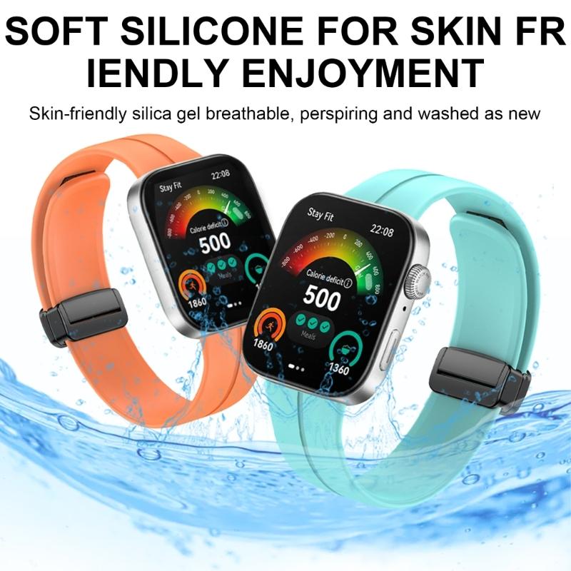 Comfortable Silicone Band with Magnetic Lock Breathable Accessory Sweat Resistant Silicone Watch Strap for Watch Fit3