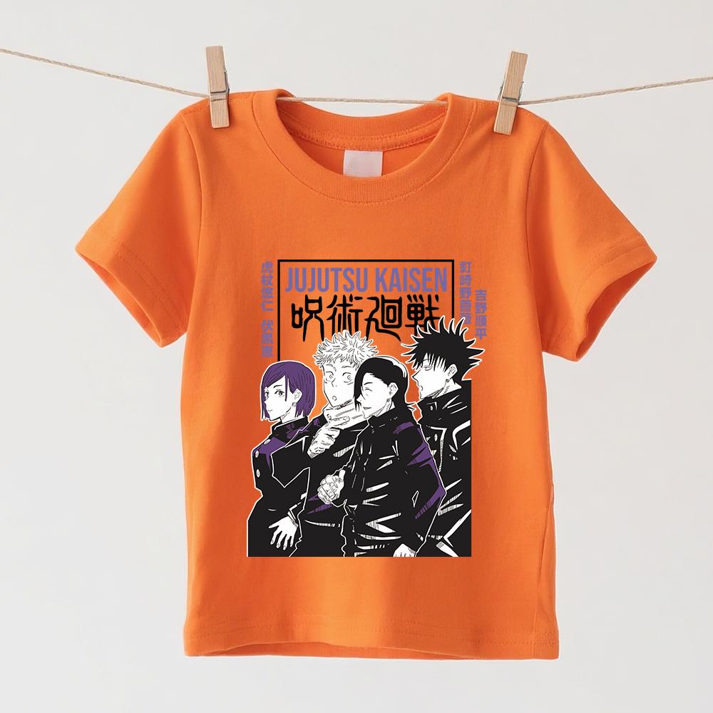 Jujutsu Kaisen Characters Anime Print Kids Cotton T Shirt For Boys And Girls Short Sleeve Casual Top Soft Children Clothing