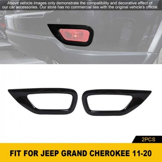 Gloss Black Rear Fog Light Lamp Accessories Covers For Jeep Grand Cherokee 2011+