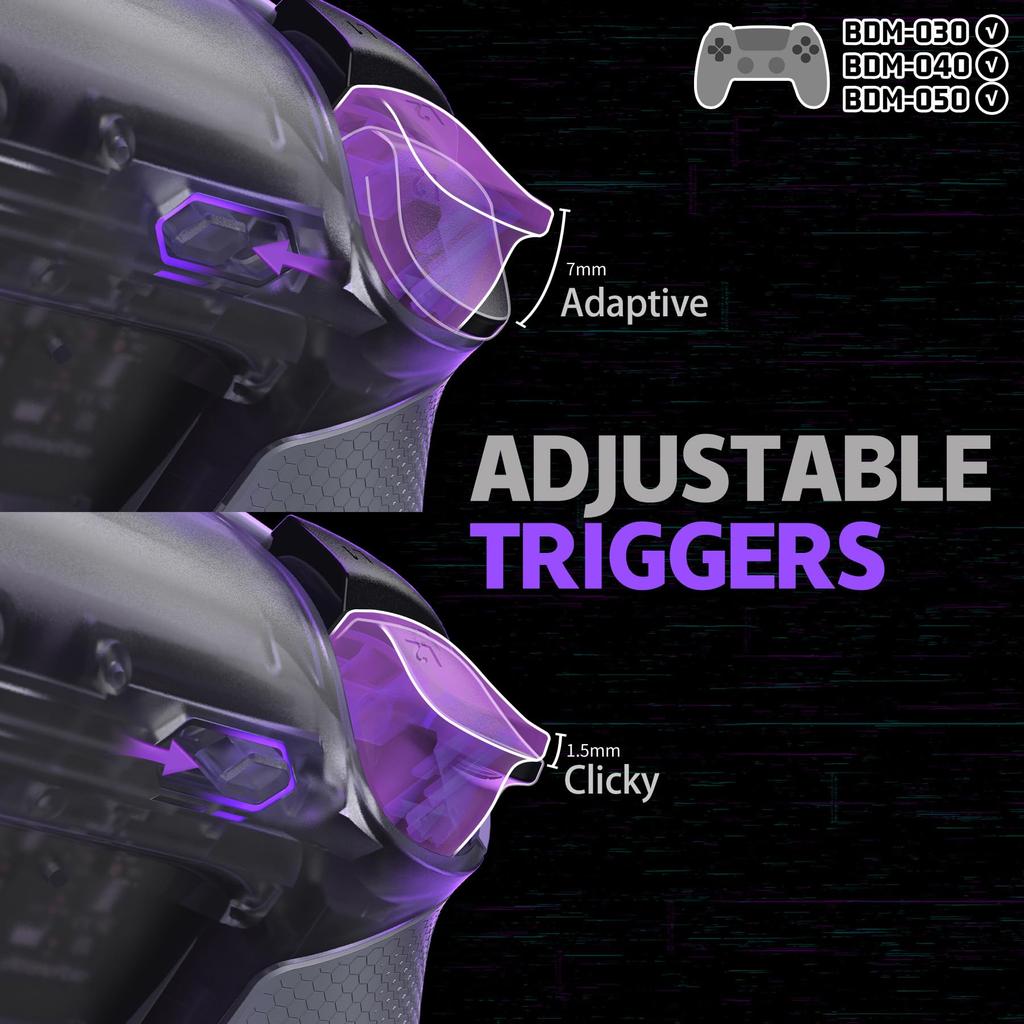 eXtremeRate RISE4 Plus MAX Back Paddle Kit Compatible with PS5 Controller 040 with Bottom Shell Clicky Trigger Stop Rubber Remappable Back Button Kit