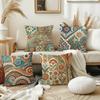4pcs Linen Pillow Covers 45x45cm Ethnic Vintage Boho Cushion Cases Moroccan Tile Floral Pattern for Sofa Bed Decor Zipper