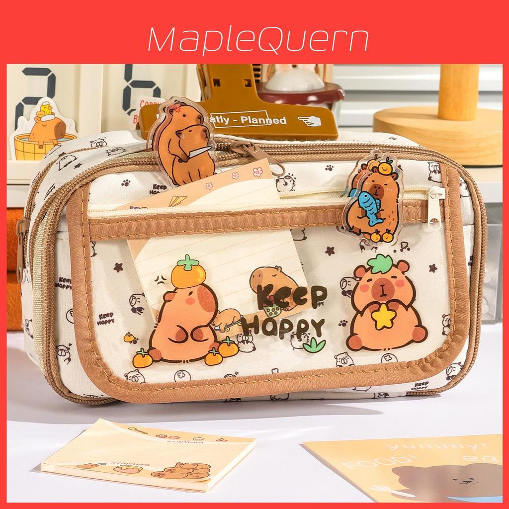 Capybara Fabric Pen Case With Large Capacity And Multi Functional Storage For Students And Office Use