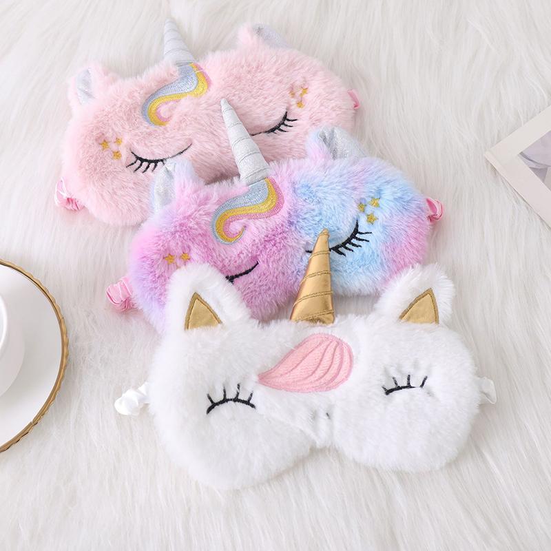 Plysj øyelapp Sovebind for reisehvile Myk Sovemaske Øyemasker Søt Glitter Unicorn øyedeksel
