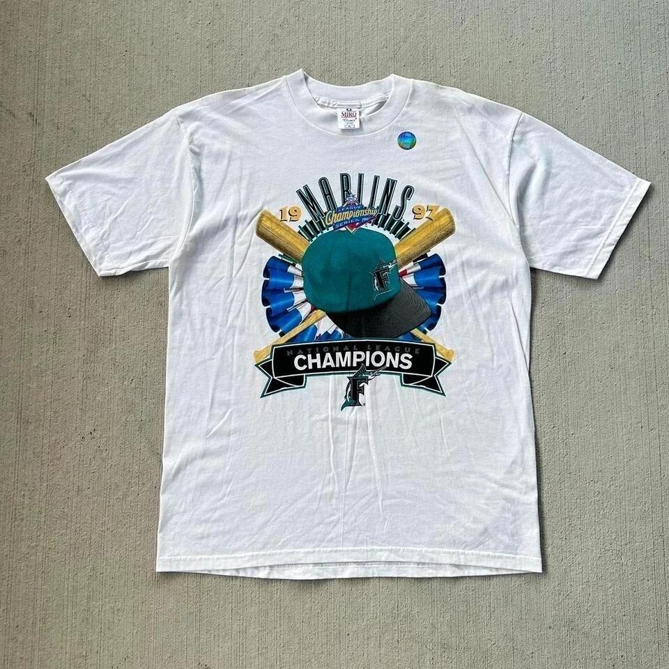 ВИНТАЖНЫЙ НОВЫЙ ЗАПАС Футболка Florida Marlins 1997 Чемпионы Национальной Лиги РАЗМЕР- XL 2XL