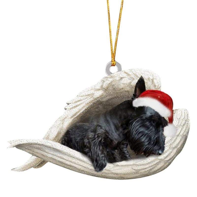 

Angel Dog Car Hanging Ornament Shatterproof Acrylic Christmas Tree Decoration For Festival Tree Wreath Car Interiors