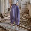 Johnature Women Vintage Wide Leg Pants Elastic Waist Solid Color Trousers Summer Loose Casual Female Pants