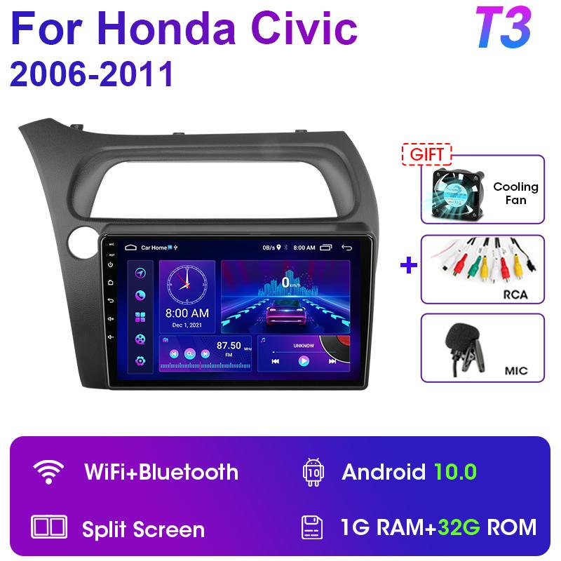 2 Din Android 11 Car Radio For Honda Civic Hatchback 2006-2011 Multimedia Video Player Navigation GPS 4G Carplay Auto Stereo RDS