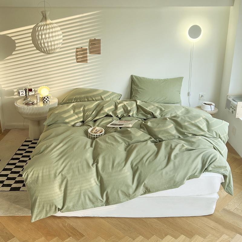 Ins Solid Color Washed Cotton Quilt Cover Single and Double Four Seasons Pure Cotton Quilt Cover