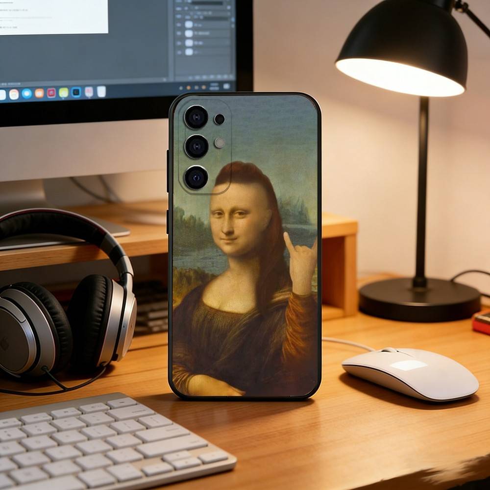 A ridiculous Mona Lisa meme  Phone Case Black Silicone Soft For Samsung S25,S24,S21,S22,S23,S30,Ultra,S20,Plus,Fe,Lite