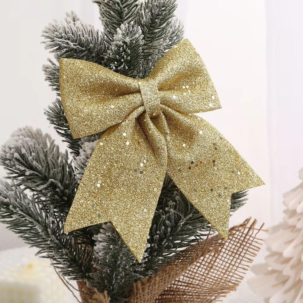 2Pcs 3D Bow Christmas Decorations Sparkling Christmas Hanging Decorations Holiday Accessories