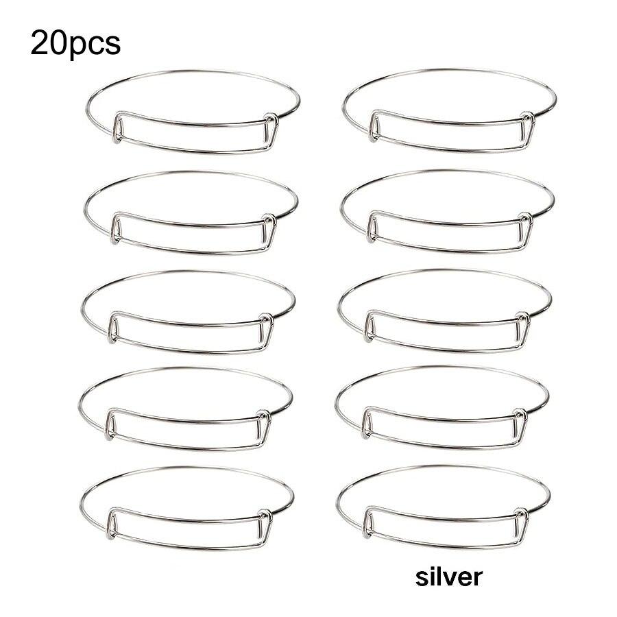 

20pcs/bag Adjustable Small Iron Ring Stretch Bracelet Expandable Blank DIY Jewelry Bracelet Ladies Classic Fashion Accessories серебряный