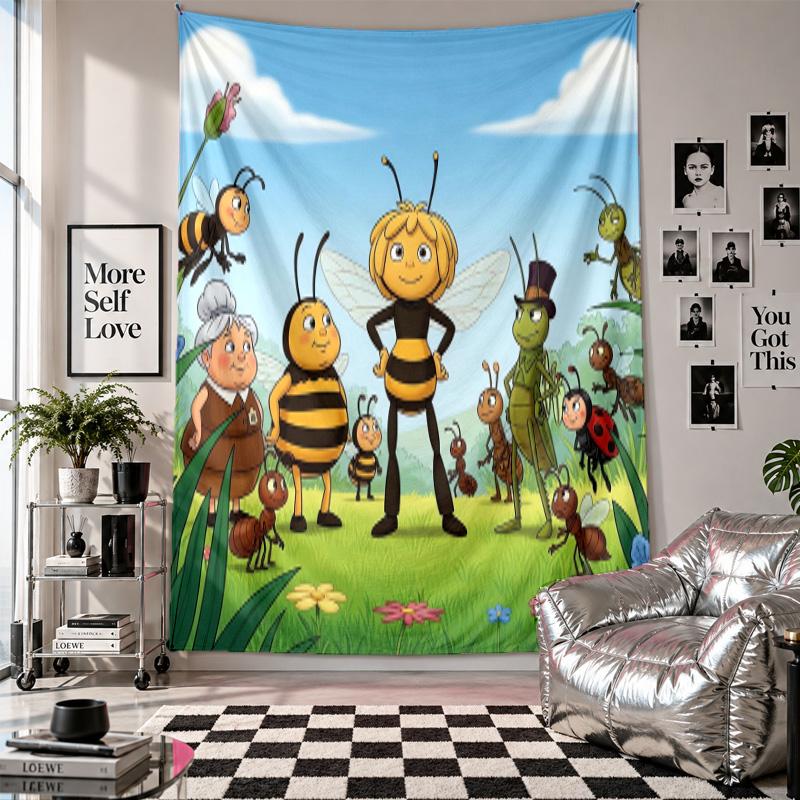 Wall TapestryDie Biene Maja Art Hanging Cloth Decorative Background Cover for Room Decoration