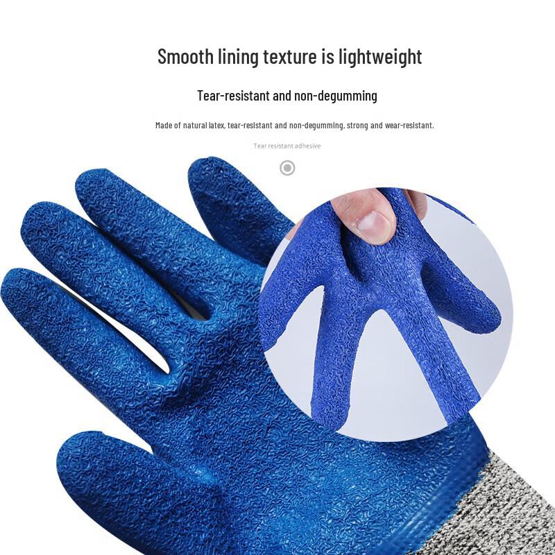 Xingyu Level 5 HPPE Blue Latex Wrinkle Coated Gloves