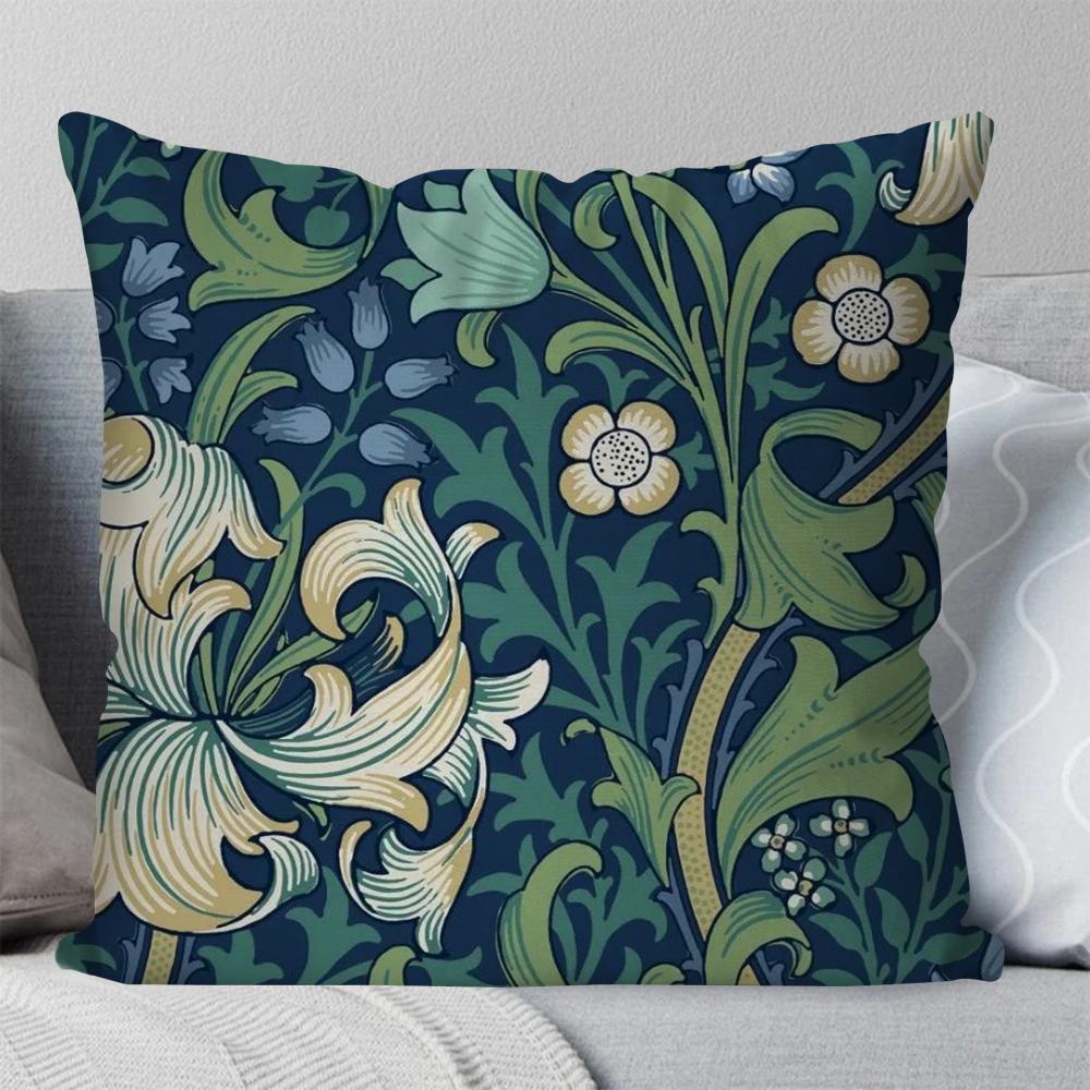 

1pc William Morris Floral Patterns Pillow Case Square Pillow Bedroom Sofa Leisure ComfortCar Living Room Home Decoration 40X40 16x16Inch