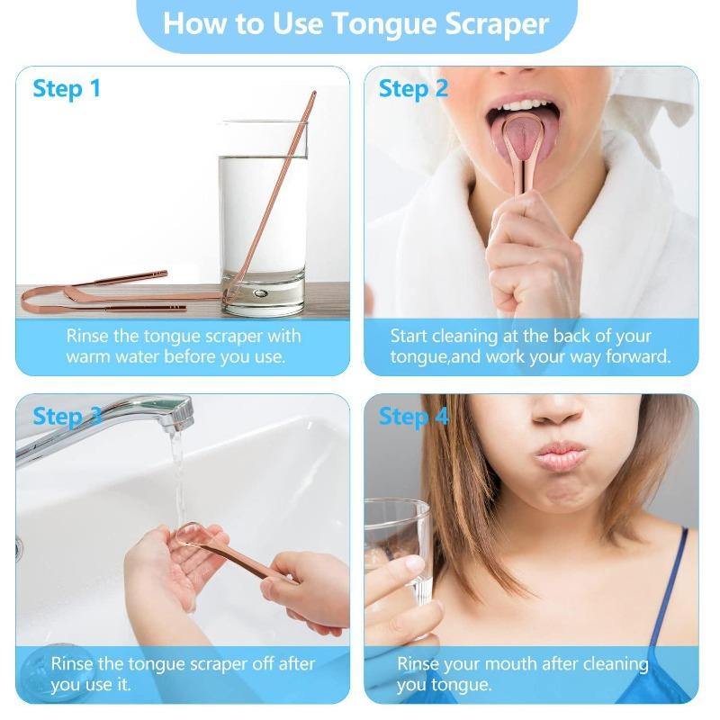 3Pcs/Set Tongue Scraper Tongue Cleaner Professional Safety Stainless Steel Oral Tongue Cleaning Tool To Reduce Bad Breath