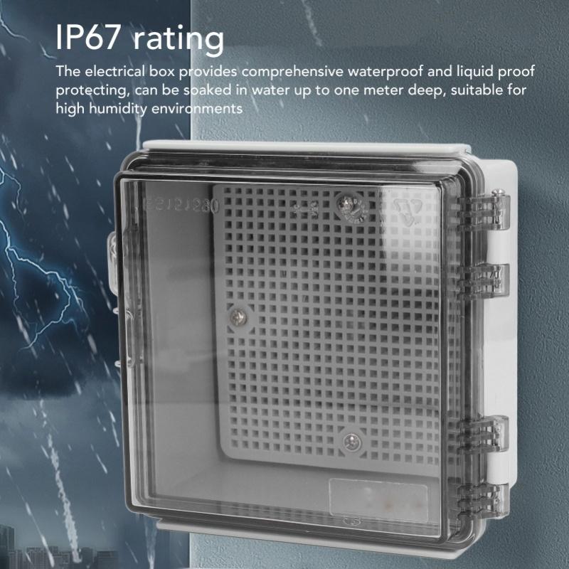 Waterproof Junction Box Transparent Hinged Cover IP67 ABS Plastic Electrical Enclosure With Mounting Plate For Outdoor