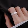 PONYKISS  Sterling Silver Minimalist Geometric Opening Rings for Women Classic Shining Fine  Light Luxury Accessories