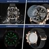 BY BENYAR Analog 30M Water Leather Gift for Black Gold Men's Watch, Chronograph, Watch, Resistant, Business, Simple, Stylish, Popular, Formal, Strap,