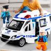 Mini Car Diecast Ambulance Fire-Truck Policecar Model Sound And Light Vehicle Simulation Collection Gifts Toys Boys