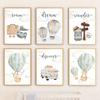 Hot Air Balloon Car Bear Rabbit Elephant Dream Wall Art Canvas Painting Nursery Posters and Prints Picture Baby Kids Room Decor