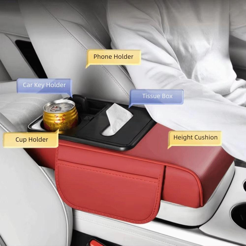 Tissue Box Armrest Heightening Pad with Cup Holder Car Console Console Pillow Trucks