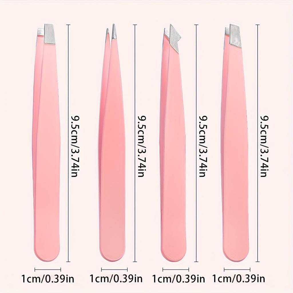 4-teiliges Pinzetten-Set - Professionelle Pinzetten für Augenbrauen - Große Präzision zur Entfernung von Gesichtshaaren, Splittern und eingewachsenen Haaren mit