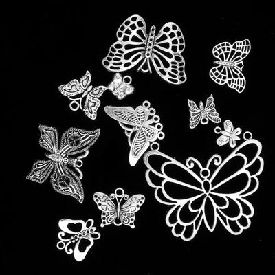 12 Assorted Butterfly Charms Pendant Findings Necklace Earring Dangle
