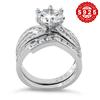2Set S Silver Fashionable Elegant Engagement Set Ring Inlaid with High-Quality Shiny Synthetic Stones3A Zircon is a perfect jewelry gift for women