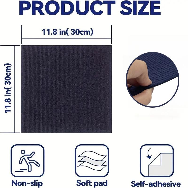 10pcs /set 11.81 inch DIY self-adhesive tile carpet, PVC backing anti slip floor mat, suitable for living room,home decoration