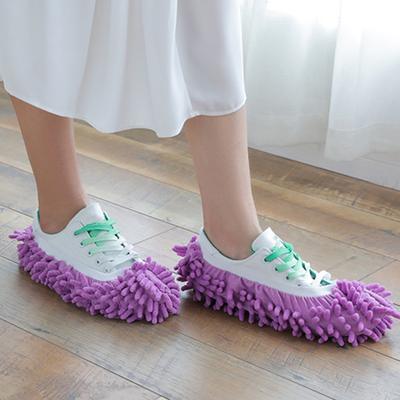 Yousheng 2 Stück Staubwedel, Mopp, Hausschuhe, Schuhüberzüge, hohe Wasseraufnahme, multifunktional, waschbar, Bodenreinigungs-Schuhüberzüge