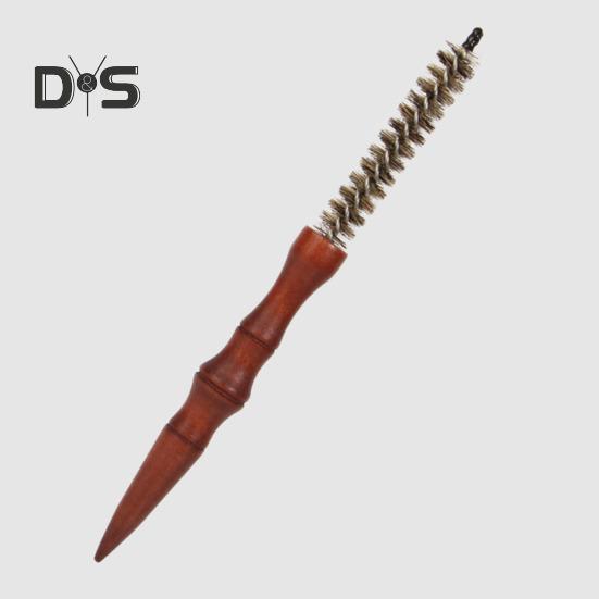 Liten villsvinbust rund børste med trehåndtak Naturlig bust Menn Kvinner Kort tynt hår Krølling Føntørking Detangling stylingbørste