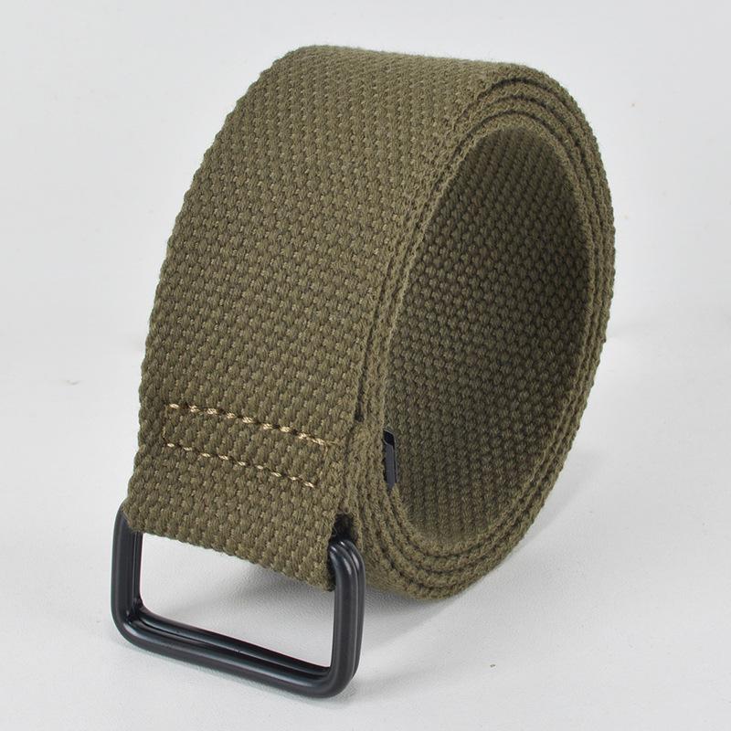 

Унисекс холщовый ремень без отверстий с пряжкой с двумя кольцами - Идеально подходит для студентов, военной подготовки и моды. 110cm x 3.8cm армия зеленый